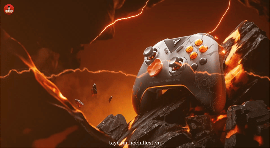 Tay cầm chơi game Flydigi Vader 5 Pro Goku là sự kết hợp giữa tone màu cam - xám siêu nghệ