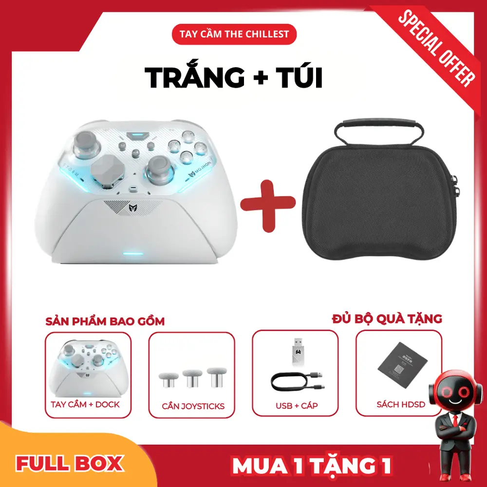 mojhon storm màu trắng kèm túi đựng