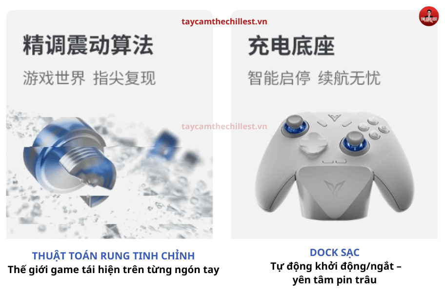 Tay cầm chơi game Flydigi Direwolf 4 kèm dock sạc, cải tiến, giá tốt 
