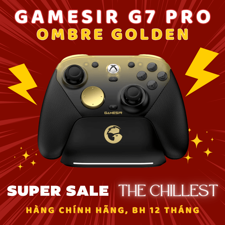 Tay cầm chơi game Gamesir G7 Pro Ombre Golden – 4 nút mở rộng, Rung đa điểm, Gyro, TMR Sticks, Pin 1200 mAh, Macro, Phím ngon