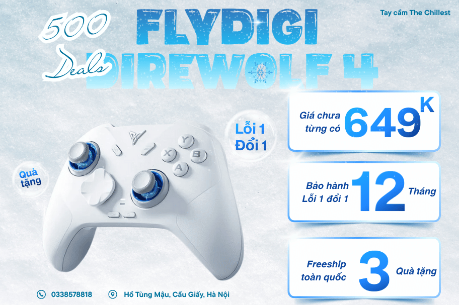 [500 Deals mở bán] – Tay cầm chơi game Flydigi Direwolf 4 | Joysticks, Dpad nâng cấp, Macro, Rung báng mạnh, Dock sạc BH 12 tháng lỗi 1 dổi 1