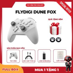 Bộ sản phẩm Flydigi Dune Fox bao gồm: Dây, usb, HDSD và quà tặng kèm tại The Chillest