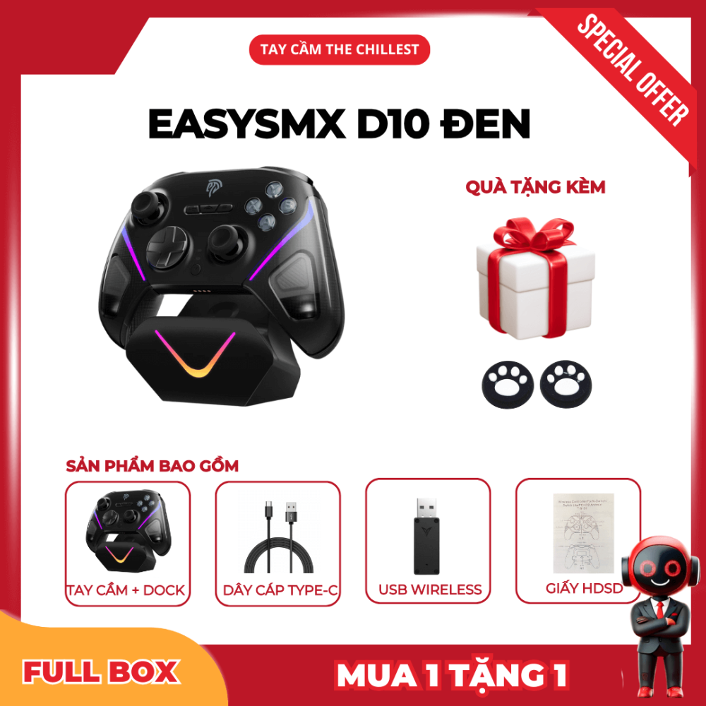 Tay cầm chơi game giá tốt, chính hãng tại Hà Nội EasySMX D10 đen