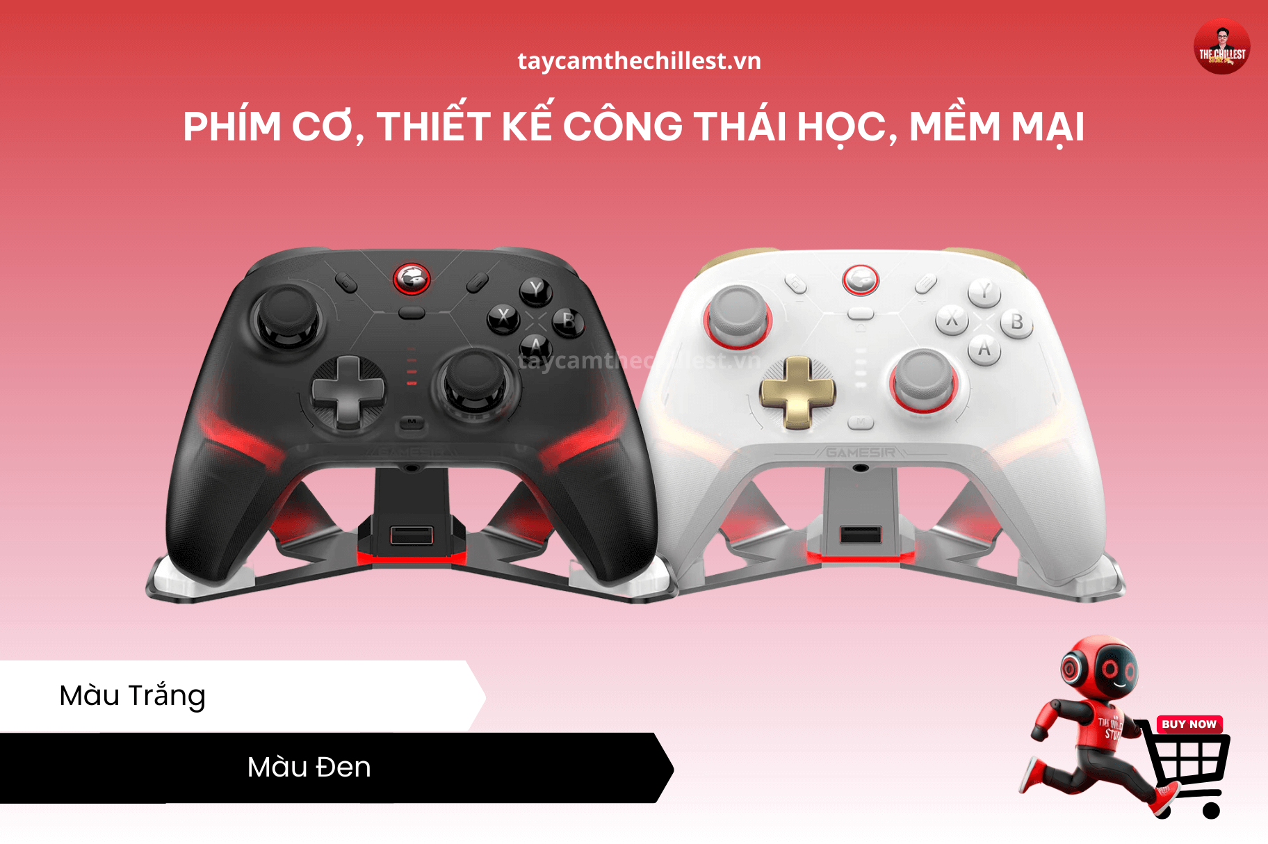 tay cầm chơi game cyclone 2 màu kèm dock sạc