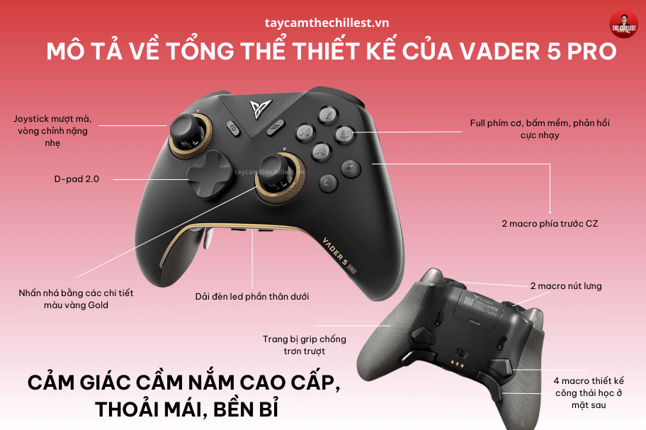 ngoại hình và thiết kế của flydigi vader 5 pro