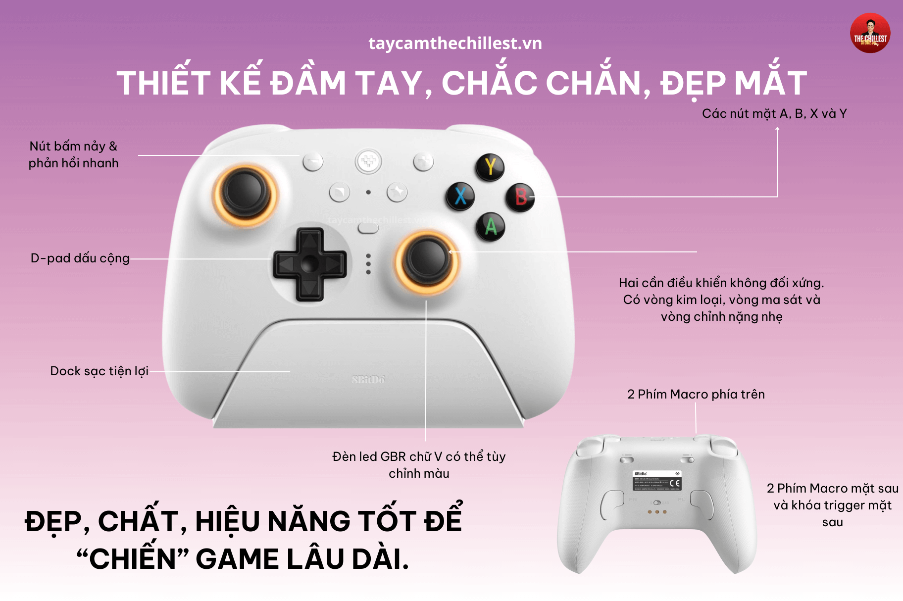 Thiết kế tay cầm chơi game 8Bitdo Ultimate 2