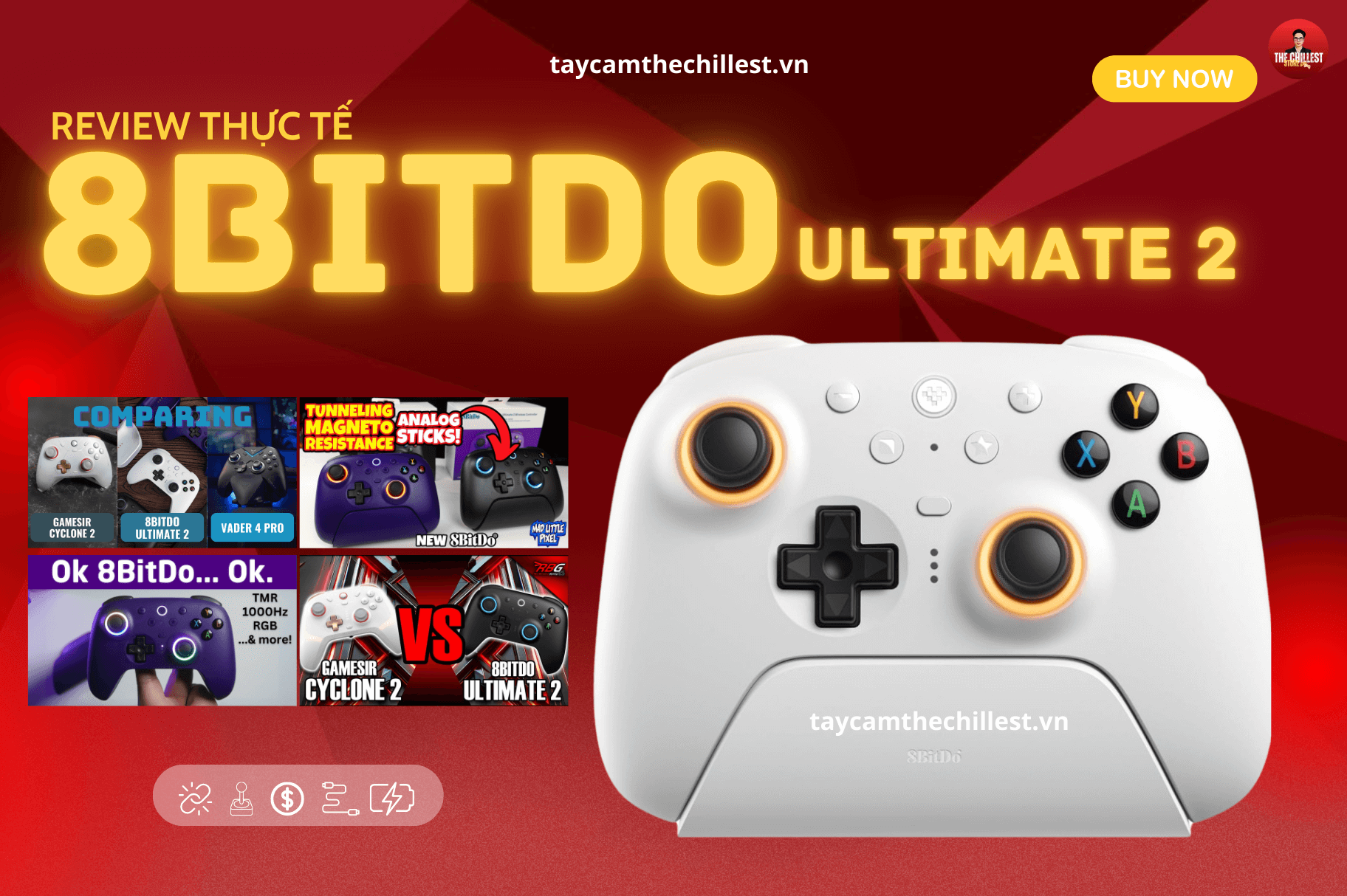 Review chân thực tay cầm chơi game 8Bitdo Ultimate 2