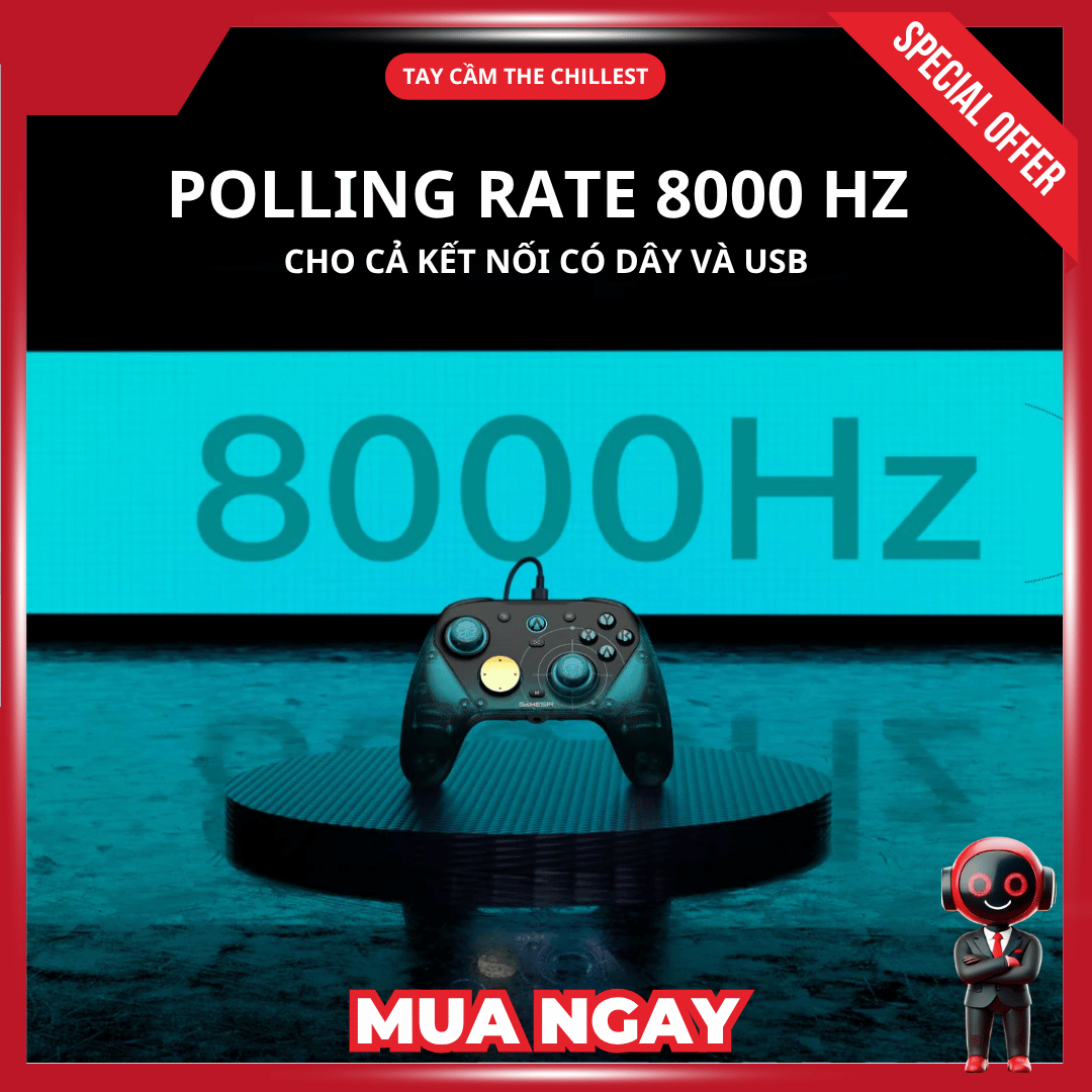 polling rate 8000 hz cho cả kết nối có dây và usb