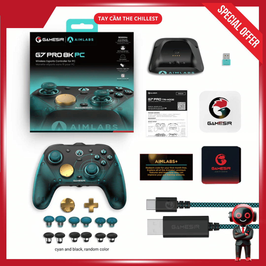 sản phẩm tay cầm chơi game g7 pro 8k bao gồm
