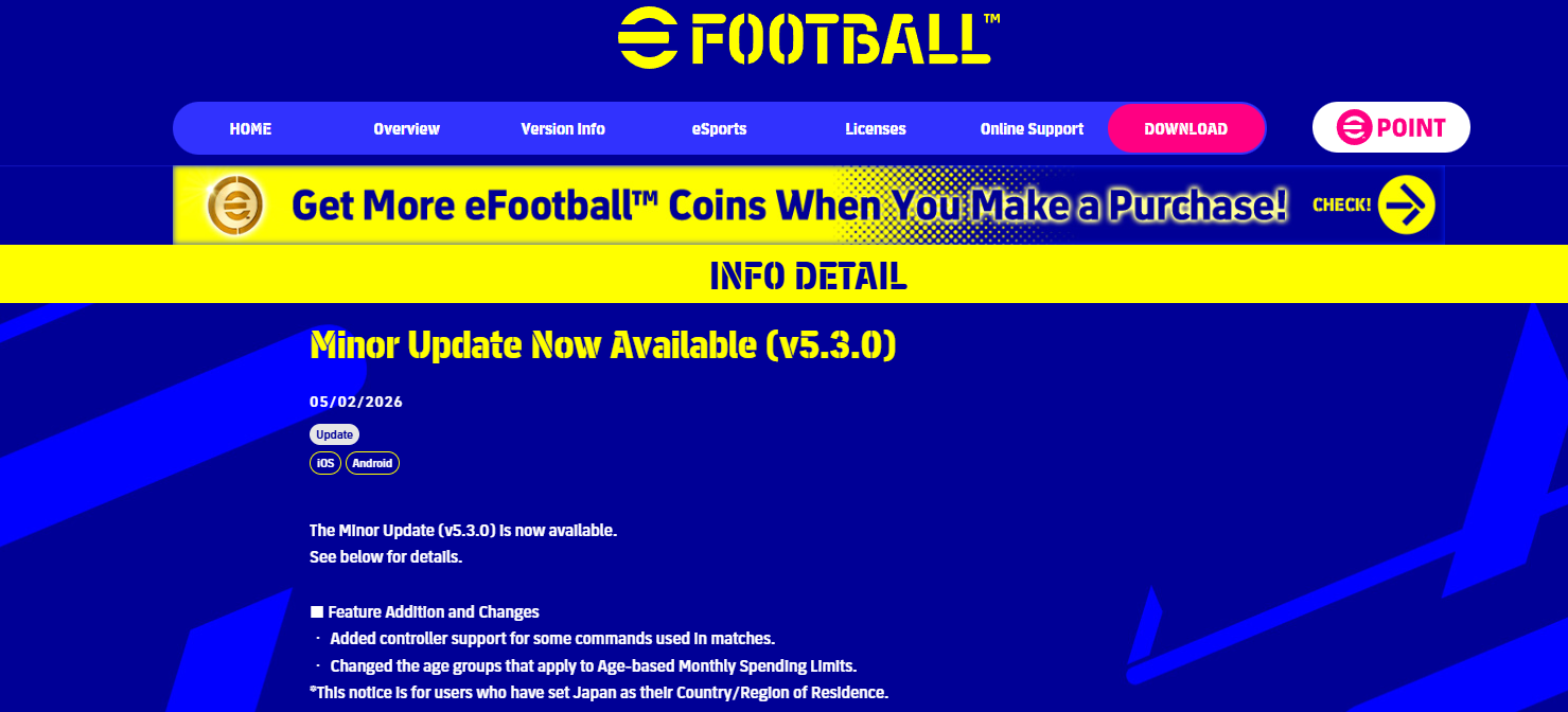 Thông báo chính thức của Konami: Game Pes mobile hỗ trợ tay cầm chơi game